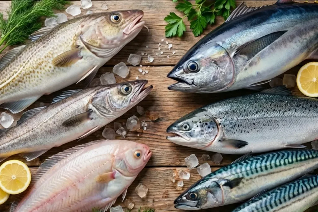 pescado blanco y azul