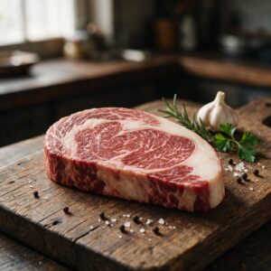 Corte de carne madurada de vacuno preparado mediante proceso dry aged