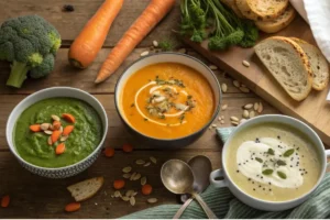 platos con crema de verduras y hortalizas